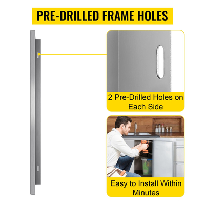 30,5&#039;&#039;X21&#039;&#039; Εξωτερικές πόρτες πρόσβασης κουζίνας BBQ Island Πόρτες μπάρμπεκιου από ανοξείδωτο χάλυβα