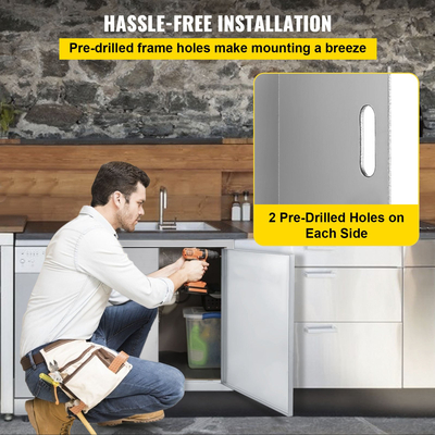 VEVOR Πόρτες Εξωτερικής Κουζίνας 17 x 24 ιντσών Πόρτα πρόσβασης BBQ 304 Πόρτα μπάρμπεκιου από ανοξείδωτο χάλυβα για εξωτερική κουζίνα BBQ Island