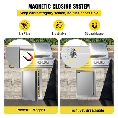 VEVOR Πόρτες Εξωτερικής Κουζίνας 17 x 24 ιντσών Πόρτα πρόσβασης BBQ 304 Πόρτα μπάρμπεκιου από ανοξείδωτο χάλυβα για εξωτερική κουζίνα BBQ Island