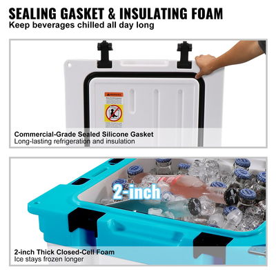 Φορητό ψυγείο VEVOR Insulated, 33 qt, Χωράει 35 δοχεία, Σκληρός ψύκτης συγκράτησης πάγου με λαβή βαρέως τύπου, Κουτί μεσημεριανού γεύματος πάγου για κάμπινγκ, παραλία, πικνίκ, ταξίδια, εξωτερικό χώρο, διατηρεί τον πάγο έως και 6 ημέρες