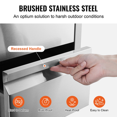 201 Συρτάρι τριπλής πρόσβασης από ανοξείδωτο ατσάλι Εξωτερική κουζίνα BBQ Island 19&quot; Π x 26&quot; Υ