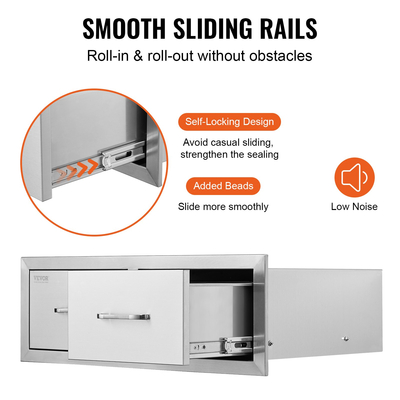 Vevor 75*25cm Συρτάρι Bbq Διπλά Οριζόντια Συρτάρια ανθεκτικά με ντουλάπι αποθήκευσης