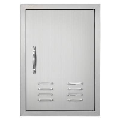 VEVOR BBQ Access Door, 610x431 mm Μονή εξωτερική πόρτα κουζίνας, ανοξείδωτη χωνευτή πόρτα, επιτοίχια κατακόρυφη πόρτα με λαβή, αεραγωγούς και γάντζο, για BBQ Island, Ψητοπωλείο, Εξωτερικό ντουλάπι