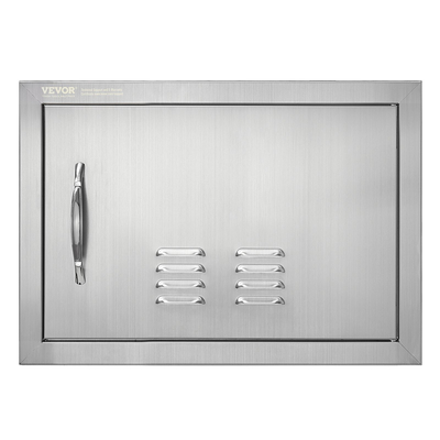 VEVOR BBQ Access Door, 508x356 mm Μονή εξωτερική πόρτα κουζίνας, από ανοξείδωτο ατσάλι, χωνευτή πόρτα, τοίχος κάθετη πόρτα με λαβή και αεραγωγούς, για BBQ Island, Ψητοπωλείο, Εξωτερικό ντουλάπι