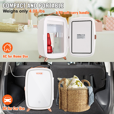Μίνι Ψυγείο VEVOR, Προσωπικό Ψυγείο 6 λίτρων/8 κουτάκια, φορητό θερμοηλεκτρικό ψυγείο AC/DC και θερμότερα ψυγεία, Ψυγείο περιποίησης δέρματος για ποτά, σνακ, σπίτι, γραφείο και αυτοκίνητο, με λίστα CE (Λευκό)