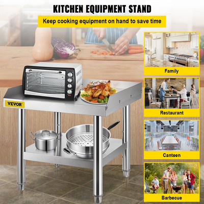 Βάση ψησταριάς από ανοξείδωτο ατσάλι VEVOR, Ανοξείδωτο τραπέζι 24 x 24 x 24 ιντσών, τραπέζι ψησταριάς με ρυθμιζόμενο κάτω ράφι αποθήκευσης, Τραπέζι ψησταριάς εξοπλισμού για ξενοδοχείο, σπίτι, κουζίνα εστιατορίου