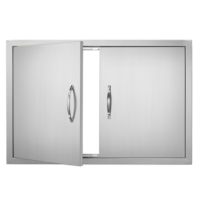 VEVOR BBQ Access Door, 838x558 mm Διπλή Πόρτα Εξωτερικής Κουζίνας, Πόρτα από ανοξείδωτο ατσάλι Flush Mount, Επιτοίχια Κατακόρυφη Πόρτα με χερούλια, για BBQ Island, Ψητοπωλείο, Εξωτερικό ντουλάπι