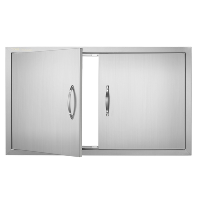 VEVOR BBQ Access Door, 915x533 mm Διπλή Πόρτα Εξωτερικής Κουζίνας, Πόρτα από ανοξείδωτο ατσάλι Flush Mount, Επιτοίχια Κάθετη Πόρτα με χερούλια, για BBQ Island, Ψητοπωλείο, Εξωτερικό ντουλάπι