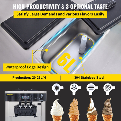 VEVOR Soft Ice Cream Machine 2200W Commercial Countertop Soft Ice Cream Machine 5,3 έως 7,4 γαλόνια ανά ώρα Παγωτομηχανή για εστιατόρια Μπαρ Καφετέριες Αρτοποιεία