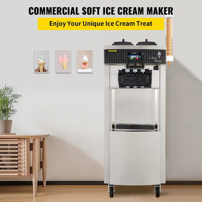 VEVOR Soft Ice Cream Machine 2200W Commercial Vertical Soft Ice Cream Machine 5,3 έως 7,4 γαλόνια ανά ώρα Παγωτομηχανή για εστιατόρια Μπαρ Καφετέριες Αρτοποιεία