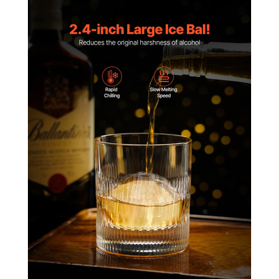 VEVOR Ice Ball Press Kit Ice Ball Maker 2,4&quot;/60mm Clear Sphere Whiskys Scot