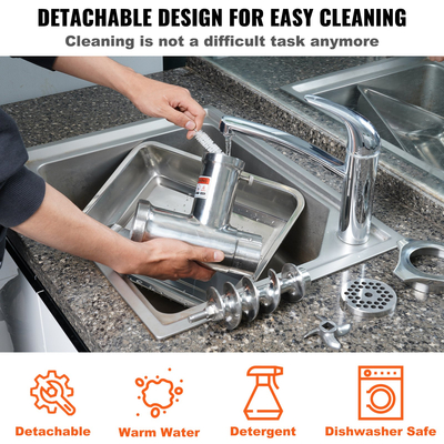 VEVOR Ηλεκτρικός Μύλος Κρέατος, χωρητικότητας 794 Lb/H, 1100W (6000W MAX) Βιομηχανική μηχανή κιμά με 2 λεπίδες, 3 πλάκες λείανσης, Sausagemaker &amp; Kubbe Kit 304 Stainless Steel Commercial Meat Grinder, ETL Lis