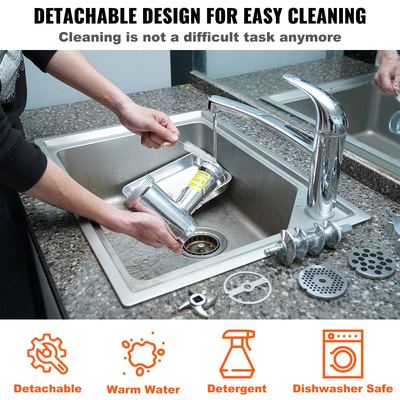 Ηλεκτρική μηχανή κοπής κρέατος VEVOR, χωρητικότητα 419 Lb/H, 575 W (1100 W MAX) Βιομηχανική μηχανή κιμά με 2 λεπίδες, 3 πλάκες λείανσης, Εμπορική μηχανή κοπής κρέατος από χυτό αλουμίνιο, ETL