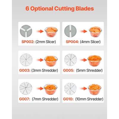 Επεξεργαστής τροφίμων VEVOR και κόφτης λαχανικών με 6 λεπίδες από ανοξείδωτο χάλυβα ποιότητας τροφίμων