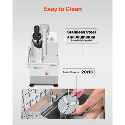 Επεξεργαστής τροφίμων VEVOR και κόφτης λαχανικών με 6 λεπίδες από ανοξείδωτο χάλυβα ποιότητας τροφίμων