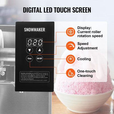 VEVOR Commercial Snowflake Ice Machine 276LBS/24H Stainless Steel for Ice Cream