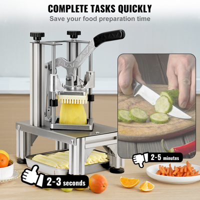 Επαγγελματικός κόφτης τηγανιτούρας VEVOR με 4 ανταλλακτικές λεπίδες, 1/4″ &amp; 3/8″ Blade Easy Dicer Chopper, 6-σφηνοκόφτης &amp; 6-σφηνοκόφτης μήλου, Κόφτης πατάτας λεμόνι για τηγανιτές πατάτες με δίσκο και λαβή