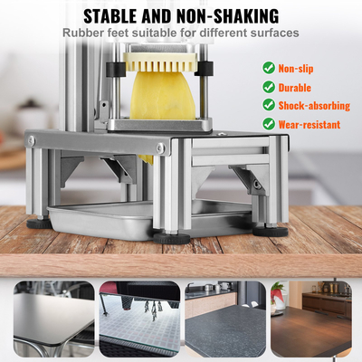 Επαγγελματικός κόφτης τηγανιτούρας VEVOR με 4 ανταλλακτικές λεπίδες, 1/4″ &amp; 3/8″ Blade Easy Dicer Chopper, 6-σφηνοκόφτης &amp; 6-σφηνοκόφτης μήλου, Κόφτης πατάτας λεμόνι για τηγανιτές πατάτες με δίσκο και λαβή