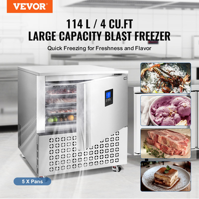 VEVOR 114L Commercial Blast Freezer 5 Δίσκοι Blast Chiller Chiller Τζελατάκι με θαλασσινά