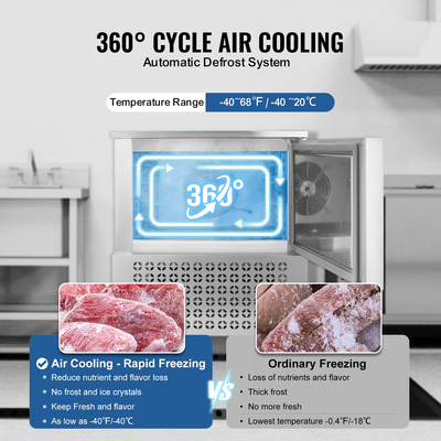 VEVOR 114L Commercial Blast Freezer 5 Δίσκοι Blast Chiller Chiller Τζελατάκι με θαλασσινά