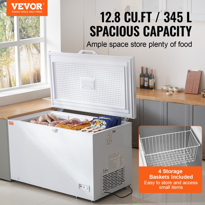 VEVOR Chest Freezer 12,8 cu.ft / 345 L Μεγάλη κατάψυξη &amp; 4 αφαιρούμενα καλάθια