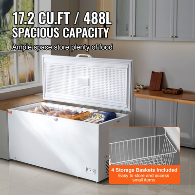VEVOR Chest Freezer 17,2 cu.ft / 488 L Large Deep Freezer &amp; 4 αφαιρούμενα καλάθια