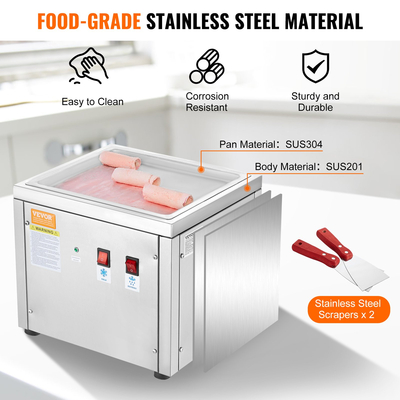VEVOR Fried Ice Cream Roll Machine Rolled Ice Cream Maker 11 x 9,5 ιντσών Τηγάνι