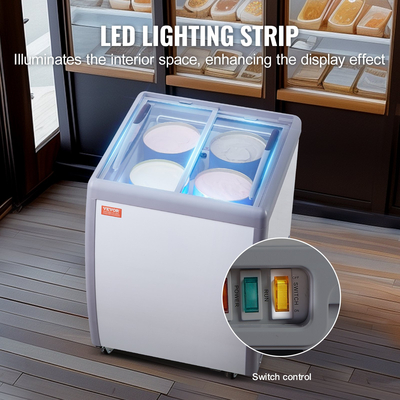 Εμπορική Βιτρίνα παγωτού VEVOR 158 L Ντουλάπα καταψύκτη Gelato