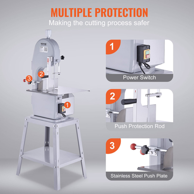 VEVOR 1500W Εμπορικό Ηλεκτρικό Πριόνι Κρέατος Ανοξείδωτο Πριόνι για κόκκαλα