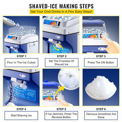 VEVOR Commercial Ice Shaver 441 LBS/H Ice Shaving Capacity, Ice Shaving Machine with 11 LBS Hopper, Ice Shaver Machine Electric 300W Snow Cone Maker 320 RPM Ταχύτητα περιστροφής, Shaved Ice Maker Machine
