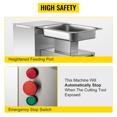 VEVOR Εμπορική μηχανή κοπής κρέατος 1100 LB/H Μηχανή κοπής κρέατος Ηλεκτρική μηχανή κοπής 750W Εμπορική μηχανή κοπής φαγητού λεπίδα 3 χιλιοστών Εστιατόριο κοπής από ανοξείδωτο ατσάλι Μηχάνημα κοπής κρεάτων ασημί Κόφτης κρέατος κουζίνας