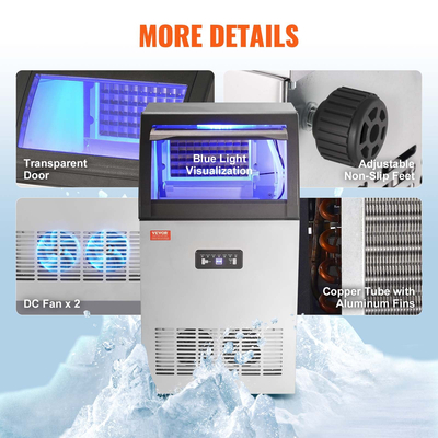 VEVOR Commercial Ice Maker Ανεξάρτητη Μηχανή Ντουλάπας 120lbs/24H 50 Ice Cubes