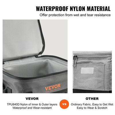 Τσάντα VEVOR Soft Cooler, 24 κονσέρβες τσάντα ψύξης μαλακής όψης στεγανή με φερμουάρ, αδιάβροχη μονωμένη τσάντα μαλακού ψυγείου, ελαφρύ &amp; φορητό πτυσσόμενο ψυγείο για παραλία, πεζοπορία, πικνίκ, κάμπινγκ, ταξίδια
