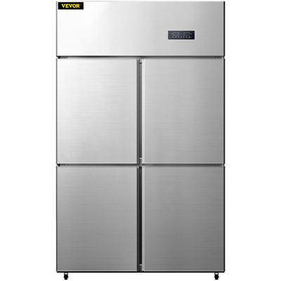 VEVOR Commercial Reach-in Ψυγείο, 4 πόρτες όρθια ψυγείο ποτών, 27,5 Cu.Ft Side by Side, Ψυγεία εμπόρων από ανοξείδωτο χάλυβα, Ψυγείο Business Food για σνακ και ποτά, Ασημί