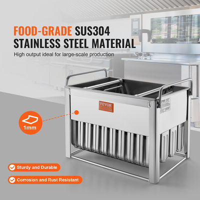 Εμπορικές φόρμες για Popsicle VEVOR, 40PCS Στρογγυλή κεφαλή Ice Pop καλούπια με διπλή υποδοχή, ανοξείδωτες φόρμες παγωτού Lolly Popsicle, Θήκη για καλούπια παγωτομηχανής με 50PCS ραβδιά και σακούλες