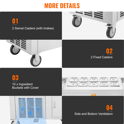 VEVOR Fried Ice Cream Roll Machine Rolled Ice Cream Maker 17,7x17,7 ιντσών 2 τηγάνια