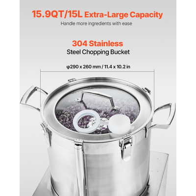 Επεξεργαστής τροφίμων VEVOR &amp; μπλέντερ λαχανικών 15L από ανοξείδωτο χάλυβα ποιότητας τροφίμων