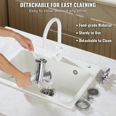 VEVOR Χειροκίνητος μύλος κρέατος, ανοξείδωτος χάλυβας όλων των εξαρτημάτων, μηχάνημα λείανσης με το χέρι με επιτραπέζιο σφιγκτήρα, 2 πλάκες λείανσης &amp; λουκάνικα, ιδανικό για οικιακή κουζίνα εστιατόριο Κρεοπωλείο