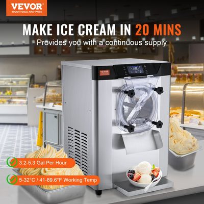 VEVOR Commercial Hard Serve Ice Cream Maker 12 L/H Yield Single Flavor