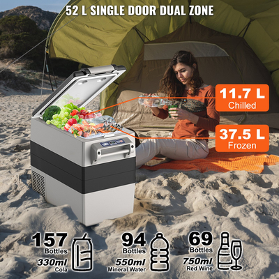 VEVOR Φορητός συμπιεστής ψυγείου αυτοκινήτου 52 L Διπλής Ζώνης για Αυτοκίνητο Σπίτι