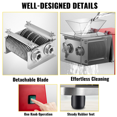 Εμπορική μηχανή κοπής κρέατος VEVOR, Μηχάνημα τεμαχισμού κρέατος 551 Lbs/H 850W, Ηλεκτρικός κόφτης κρέατος 7 χιλιοστών Blade, Κόφτης φαγητού εστιατορίου από ανοξείδωτο χάλυβα, για Κοτόπουλο αρνί σε σούπερ μάρκετ κουζίνας, κόκκινο