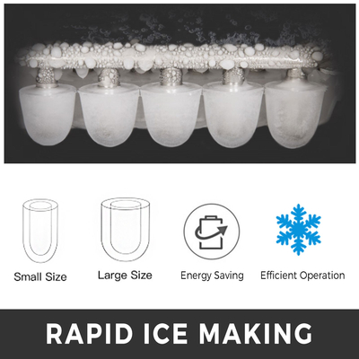 Φορητό παγομηχανή Πάγκος Bullet Ice 12KG(26LB)/24 H 2 Cube Size LCD οθόνη με σέσουλα πάγου