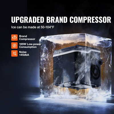 VEVOR Μηχανές πάγου φορητός πάγκος παγομηχανής 26Lbs/24H Αυτοκαθαριζόμενος με Καλάθι Scoop