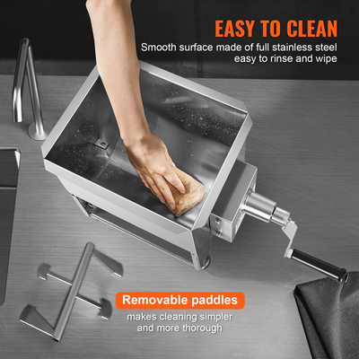 VEVOR 60 Pound Χειροκίνητος αναδευτήρας κρέατος Μηχάνημα μίξερ χειρός λουκάνικου από ανοξείδωτο χάλυβα