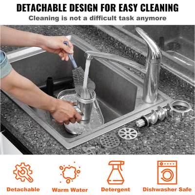 VEVOR Ηλεκτρικός μύλος κρέατος VEVOR, 6,6 Lb/min, 550W (2200W MAX) Βιομηχανική μηχανή κιμά με 2 λεπίδες, 3 πλάκες λείανσης, αλλαντοποιός &amp; κιτ Kubbe ABS + Ανοξείδωτος βιομηχανικός μύλος κρέατος, ETL