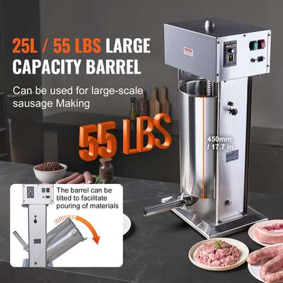 VEVOR Electric Sausage Stuffer 25 L Vertical Meat Stuffer 304 Inox
