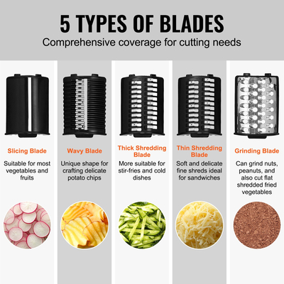 Σαλατοποιός VEVOR Electric Cheese Triter Salad Maker, 250W Salad Shooter, Ηλεκτρικός τεμαχιστής λαχανικών για φρούτα με 5 εξαρτήματα, ανοξείδωτος κόφτης τροφίμων για λαχανικά και τυριά