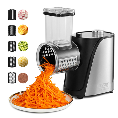 Σαλατοποιός VEVOR Electric Cheese Triter Salad Maker, 250W Salad Shooter, Ηλεκτρικός τεμαχιστής λαχανικών για φρούτα με 5 εξαρτήματα, ανοξείδωτος κόφτης τροφίμων για λαχανικά και τυριά