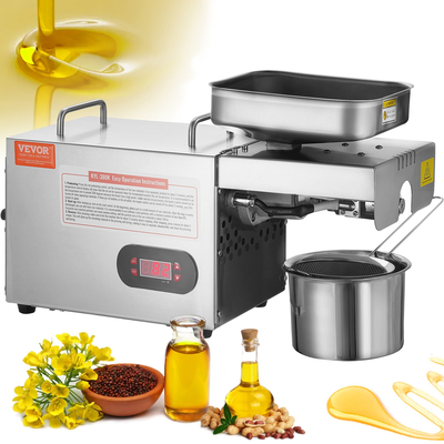VEVOR Electric Oil Press Machine, 850W Μηχάνημα εξαγωγής λαδιού από ανοξείδωτο χάλυβα, 0-300℃ / 32 - 572 ℉ Ρυθμιζόμενη θερμοκρασία, Hot Press Oil Expeller για συμπίεση φιστικιών, σουσάμι, κραμβόσπορο, σπόρους τσαγιού
