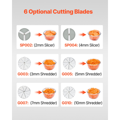 Επεξεργαστής τροφίμων VEVOR και κοπτήρας λαχανικών με 6 λεπίδες από ανοξείδωτο χάλυβα ποιότητας τροφίμων
